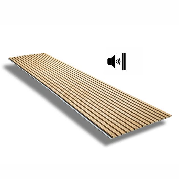 PANEL DE LISTONES LAMINADOS - ROBLE CL LMO02  CON FIELTRO ACÚSITICO GRIS - 2750 X 300